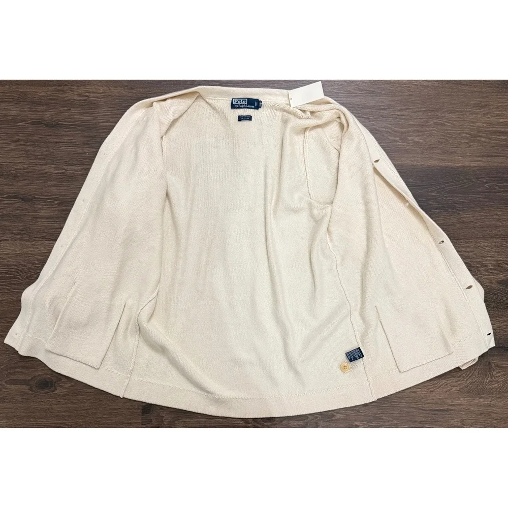Polo Ralph Lauren Cardigan Mens Large Cream Cotton Blend NWT